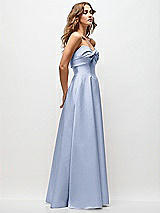 Side View Thumbnail - Sky Blue Strapless Twist Cuff Neck Satin Maxi Dress with Basque-Waist & Full Skirt
