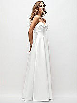 Side View Thumbnail - White Strapless Twist Cuff Neck Satin Maxi Dress with Basque-Waist & Full Skirt