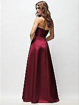 Rear View Thumbnail - Cabernet Strapless Hand-Pleated Bodice Satin Maxi Dress with Full Pleated Skirt
