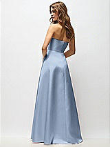Rear View Thumbnail - Cloudy Strapless Hand-Pleated Bodice Satin Maxi Dress with Full Pleated Skirt