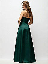 Rear View Thumbnail - Evergreen Strapless Hand-Pleated Bodice Satin Maxi Dress with Full Pleated Skirt