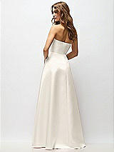 Rear View Thumbnail - Ivory Strapless Hand-Pleated Bodice Satin Maxi Dress with Full Pleated Skirt
