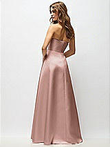 Rear View Thumbnail - Neu Nude Strapless Hand-Pleated Bodice Satin Maxi Dress with Full Pleated Skirt