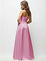 Rear View Thumbnail - Powder Pink Strapless Hand-Pleated Bodice Satin Maxi Dress with Full Pleated Skirt