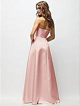Rear View Thumbnail - Rose Strapless Hand-Pleated Bodice Satin Maxi Dress with Full Pleated Skirt