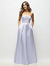 Front View Thumbnail - Silver Dove Strapless Hand-Pleated Bodice Satin Maxi Dress with Full Pleated Skirt