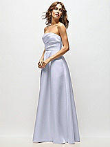 Side View Thumbnail - Silver Dove Strapless Hand-Pleated Bodice Satin Maxi Dress with Full Pleated Skirt