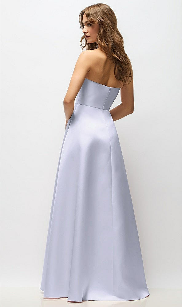 Back View - Silver Dove Strapless Hand-Pleated Bodice Satin Maxi Dress with Full Pleated Skirt