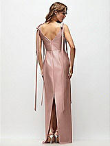 Rear View Thumbnail - Neu Nude Bateau Neck Satin Column Maxi Dress with Exaggerated Tail Bow Straps