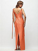 Rear View Thumbnail - Portofino Orange Bateau Neck Satin Column Maxi Dress with Exaggerated Tail Bow Straps