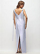 Rear View Thumbnail - Silver Dove Bateau Neck Satin Column Maxi Dress with Exaggerated Tail Bow Straps