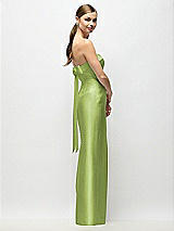 Front View Thumbnail - Mojito Strapless Cuff Satin Maxi Dress with Column Skirt & Back Bow 