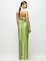 Side View Thumbnail - Mojito Strapless Cuff Satin Maxi Dress with Column Skirt & Back Bow 