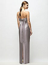 Side View Thumbnail - Cashmere Gray Strapless Cuff Satin Maxi Dress with Column Skirt & Back Bow 