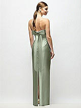 Side View Thumbnail - Sage Strapless Cuff Satin Maxi Dress with Column Skirt & Back Bow 