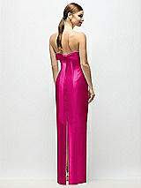 Side View Thumbnail - Think Pink Strapless Cuff Satin Maxi Dress with Column Skirt & Back Bow 