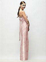 Side View Thumbnail - Bow And Blossom Print Strapless Cuff Floral Satin Maxi Dress with Column Skirt & Back Bow