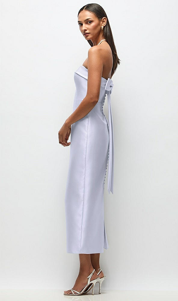 Front View - Silver Dove Strapless Cuff Satin Midi Dress with Column Skirt & Back Bow