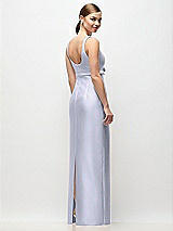 Rear View Thumbnail - Silver Dove Scoop Neck Satin Column Maxi Dress with Bow at Empire Waist