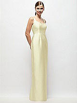 Side View Thumbnail - Butter Yellow Scoop Neck Satin Column Maxi Dress