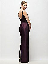 Rear View Thumbnail - Deep Plum Scoop Neck Satin Column Maxi Dress