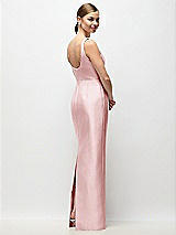 Rear View Thumbnail - Ballet Pink Scoop Neck Satin Column Maxi Dress