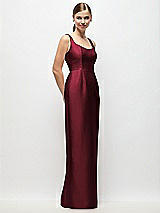 Side View Thumbnail - Cabernet Scoop Neck Satin Column Maxi Dress