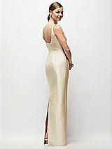 Rear View Thumbnail - Champagne Scoop Neck Satin Column Maxi Dress