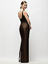 Rear View Thumbnail - Espresso Scoop Neck Satin Column Maxi Dress