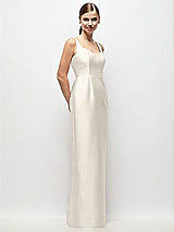 Side View Thumbnail - Ivory Scoop Neck Satin Column Maxi Dress