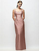 Front View Thumbnail - Neu Nude Scoop Neck Satin Column Maxi Dress
