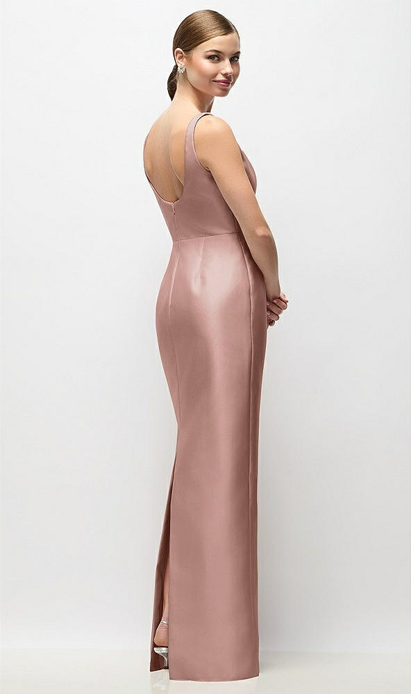 Back View - Neu Nude Scoop Neck Satin Column Maxi Dress