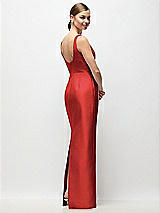 Rear View Thumbnail - Poppy Red Scoop Neck Satin Column Maxi Dress