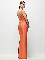 Rear View Thumbnail - Portofino Orange Scoop Neck Satin Column Maxi Dress