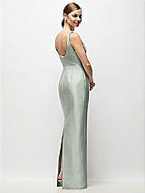 Rear View Thumbnail - Willow Green Scoop Neck Satin Column Maxi Dress
