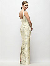 Rear View Thumbnail - Butter Yellow Floral Scoop Neck Floral Satin Column Maxi Dress