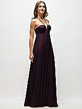 Front View Thumbnail - Deep Plum Empire Waist Chiffon Halter Maxi Dress with Convertible Spaghetti Straps