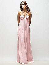 Rear View Thumbnail - Ballet Pink Empire Waist Chiffon Halter Maxi Dress with Convertible Spaghetti Straps