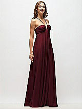 Front View Thumbnail - Cabernet Empire Waist Chiffon Halter Maxi Dress with Convertible Spaghetti Straps