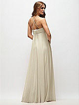 Side View Thumbnail - Champagne Empire Waist Chiffon Halter Maxi Dress with Convertible Spaghetti Straps