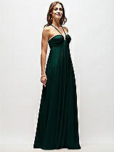 Front View Thumbnail - Evergreen Empire Waist Chiffon Halter Maxi Dress with Convertible Spaghetti Straps