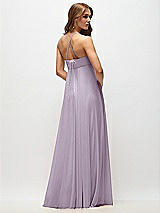 Side View Thumbnail - Lilac Haze Empire Waist Chiffon Halter Maxi Dress with Convertible Spaghetti Straps