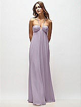 Rear View Thumbnail - Lilac Haze Empire Waist Chiffon Halter Maxi Dress with Convertible Spaghetti Straps