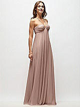 Front View Thumbnail - Neu Nude Empire Waist Chiffon Halter Maxi Dress with Convertible Spaghetti Straps