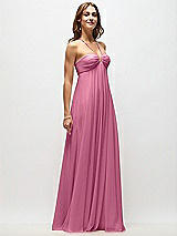 Front View Thumbnail - Orchid Pink Empire Waist Chiffon Halter Maxi Dress with Convertible Spaghetti Straps