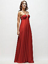 Front View Thumbnail - Poppy Red Empire Waist Chiffon Halter Maxi Dress with Convertible Spaghetti Straps