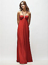 Rear View Thumbnail - Poppy Red Empire Waist Chiffon Halter Maxi Dress with Convertible Spaghetti Straps