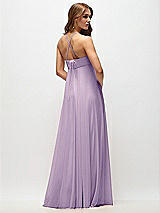 Side View Thumbnail - Pale Purple Empire Waist Chiffon Halter Maxi Dress with Convertible Spaghetti Straps