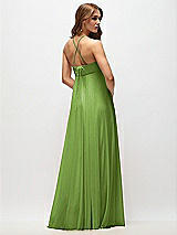 Side View Thumbnail - Peridot Green Empire Waist Chiffon Halter Maxi Dress with Convertible Spaghetti Straps