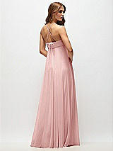 Side View Thumbnail - Rose Empire Waist Chiffon Halter Maxi Dress with Convertible Spaghetti Straps